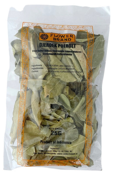 Flower brand  Djeroek poeret daun jeruk  dried kaffer leaves 25 gr