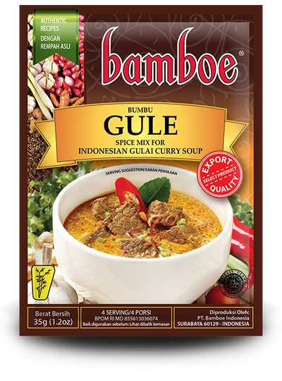 Bamboe Bumbu Gule spice mix packaging for Indonesian Gulai Curry Soup