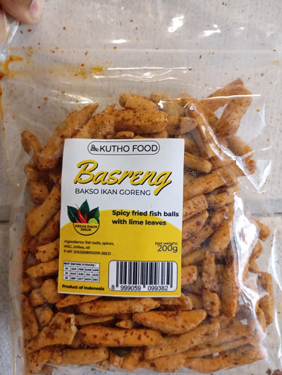 Kutho Food Basreng spicy fried fish balls with lime leaves 200g