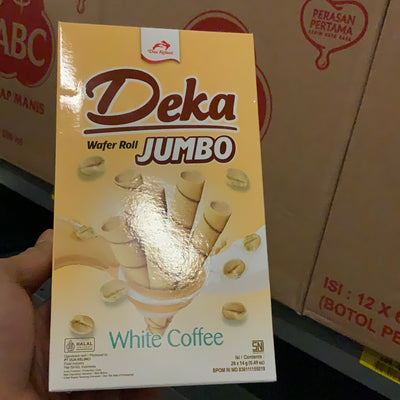 Deka wafer rol jumbo white coffee 20x14g Bolu Jadul Oma Snack Coklat Mede