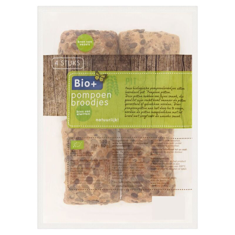 Bio+ Wholemeal Bread Rolls 4pcs 320g