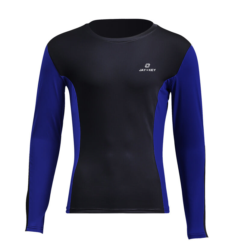 Men's Quick Dry Running T-Shirt Long Sleeves Sweatshirts Black/Mid Blue S