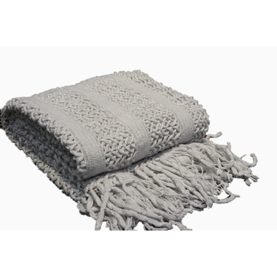 Cozy Zigzag Crochet Plaid Light Grey 127x152cm 1 pc