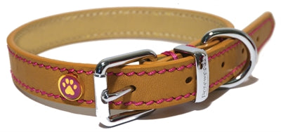 LUXURY LEATHER HALSBAND HOND LEER LUXE ZAND 1.3X25-36 CM