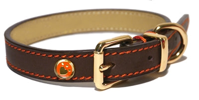 LUXURY LEATHER HALSBAND HOND LEER LUXE BRUIN 1.3X25-36 CM