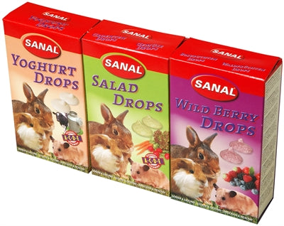 SANAL KNAAGDIER 3-PACK DROPS YOGURT / SALAD / WILD BERRY 3X45 GR