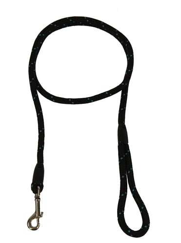 ROSEWOOD HONDENRIEM TOUW ZWART / BLAUW 162 CM