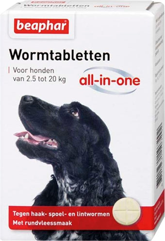 BEAPHAR WORMTABLET ALL-IN-ONE HOND 2.5-20 KG 2 TBL