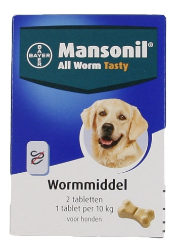 MANSONIL HOND ALL WORM TASTY TABLETTEN 2 ST