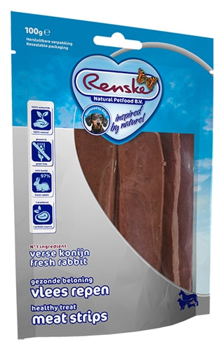 RENSKE GEZONDE BELONING VLEES STRIP KONIJN 100 GR