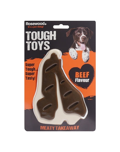 ROSEWOOD TOUGH TOYS MEATY BEEF TAKEAWAY STEAK 10X8X3 CM