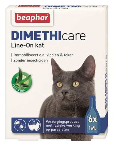 BEAPHAR DIMETHICARE LINE-ON KAT TEGEN VLOOIEN EN TEKEN 6 PIP 1 ML