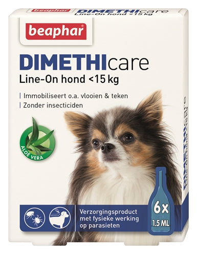 BEAPHAR DIMETHICARE LINE-ON HOND TEGEN VLOOIEN EN TEKEN <15 KG 6 PIP 1.5 ML