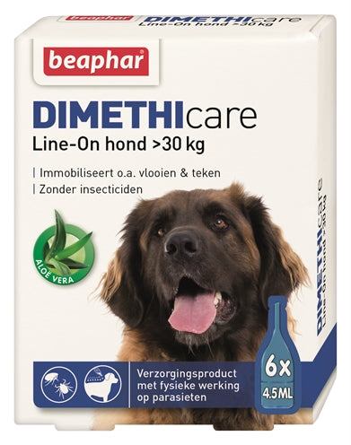 BEAPHAR DIMETHICARE LINE-ON HOND TEGEN VLOOIEN EN TEKEN >30 KG 6 PIP 4.5 ML