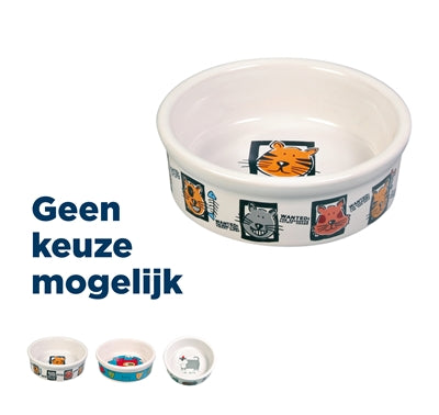 TRIXIE VOERBAK KAT KERAMIEK MET PRINT ASSORTI 200 ML-12 CM