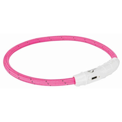 TRIXIE HALSBAND HOND FLASH LICHTHALSBAND USB TPU / NYLON ROZE 65X0.7 CM