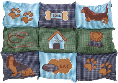 TRIXIE HONDENKUSSEN PATCHWORK BLAUW / GROEN 80X55X3 CM