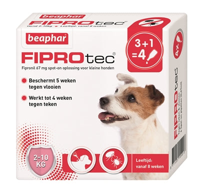 BEAPHAR FIPROTEC HOND TEGEN TEKEN EN VLOOIEN 2-10 KG 3+1 PIP
