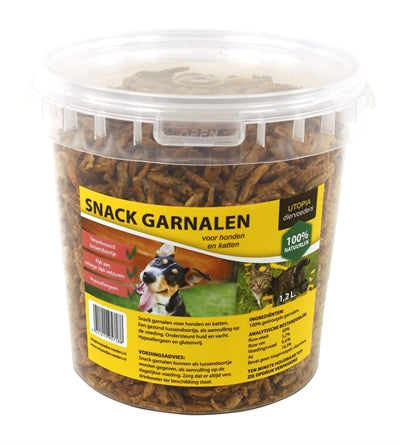 GEDROOGDE SNACK GARNALEN VOOR HOND EN KAT 1.2 LTR