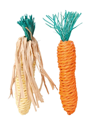TRIXIE WORTEL EN MAISKOLF MET STRO 15 CM 2 ST
