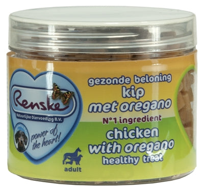 RENSKE HOND GEZONDE BELONING MINI HARTJES KIP / OREGANO 100 GR