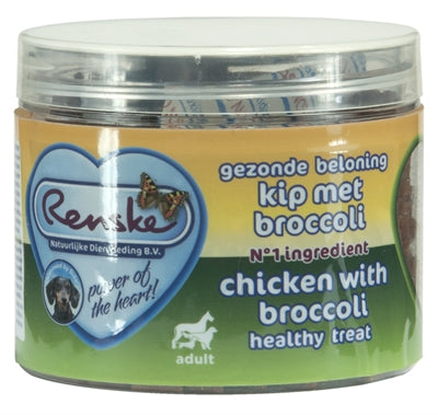 RENSKE HOND GEZONDE BELONING MINI HARTJES KIP / BROCCOLI 100 GR