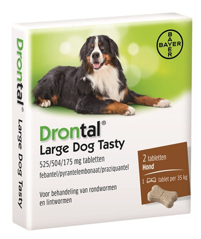 BAYER DRONTAL TASTY ONTWORMING HOND LARGE 2 TABLETTEN