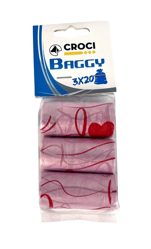 CROCI POEPZAKJES ROZE MET HARTJES 3X20 ST