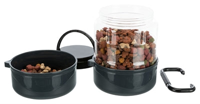 TRIXIE REISSET VOERBAK / DRINKBAK DONKERGRIJS 750 ML