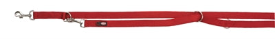 TRIXIE HONDENRIEM PREMIUM DUBBELGESTIKT VERSTELBAAR ROOD 200X2 CM