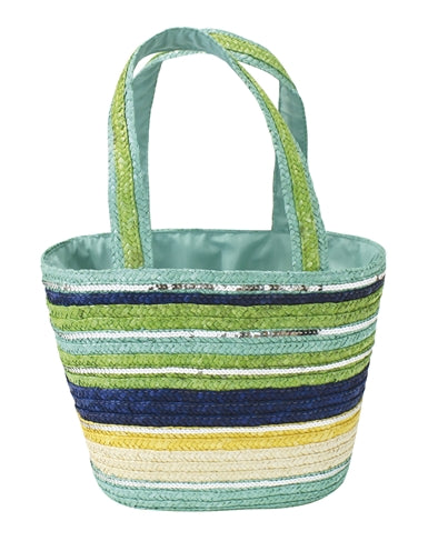 CROCI TAS STRO MAND TURQUOISE / GROEN 35X20X26 CM