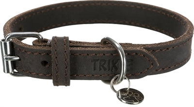 TRIXIE HALSBAND HOND RUSTIC VETLEER DONKERBRUIN 27-34X1.8 CM