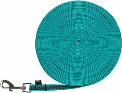 TRIXIE HONDENRIEM SLEEPLIJN MET RUBBER TURQUOISE 15 MTR X 1.5 CM