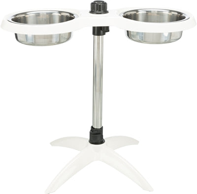 TRIXIE VOERSTANDAARD HONDENBAR MELAMINE / RVS WIT 2X21 CM 1.6 LTR