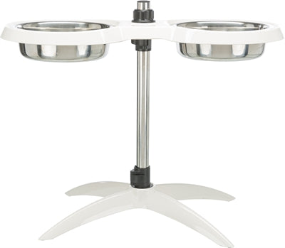 TRIXIE VOERSTANDAARD HONDENBAR MELAMINE / RVS WIT 2X25 CM 2.4 LTR