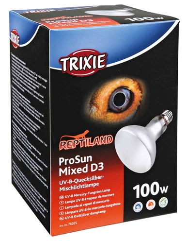 TRIXIE REPTILAND PROSUN MIXED D3 UV-B LAMP ZELFSTARTEND 100 WATT 9.5X9.5X13 CM