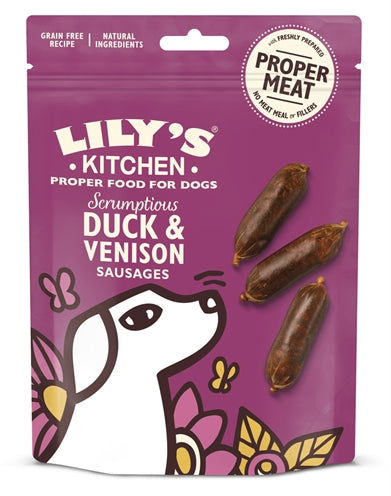 LILY'S KITCHEN DOG SCRUMPTIOUS DUCK AND VENISON SAUSAGES 70 GR