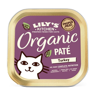 LILY'S KITCHEN CAT ORGANIC TURKEY PATE 19X85 GR