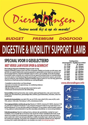 BUDGET PREMIUM DOGFOOD DIGESTIVE & MOBILITY SUPPORT LAMB 12.5 KG
