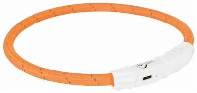 TRIXIE HALSBAND HOND FLASH LICHTHALSBAND USB TPU / NYLON ORANJE 45X0.7 CM