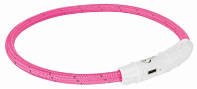 TRIXIE HALSBAND HOND FLASH LICHTHALSBAND USB TPU / NYLON ROZE 45X0.7 CM