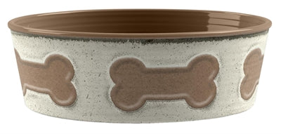 TARHONG VOERBAK PRINT BOT MELAMINE WIT TAUPE 18X18X6.5 CM 1890 ML
