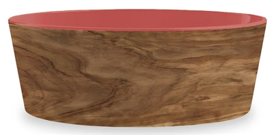 TARHONG VOERBAK HOND OLIVE MELAMINE HOUTPRINT / SIENNA ROZE 15.5X15.5X5.5 CM 700 ML