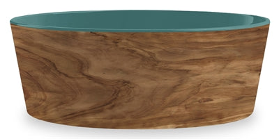 TARHONG VOERBAK HOND OLIVE MELAMINE HOUTPRINT / TEAL ZEEGROEN 15.5X15.5X5.5 CM 700 ML
