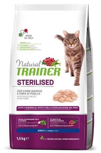NATURAL TRAINER CAT STERILISED WHITE MEAT 1.5 KG