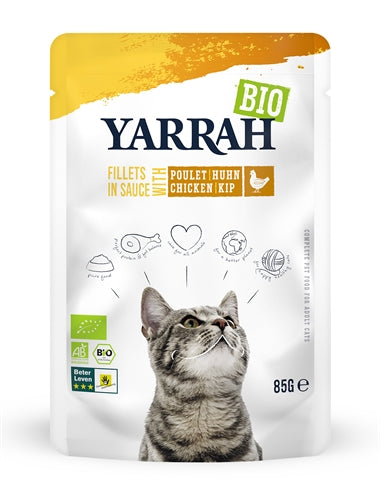 YARRAH CAT BIOLOGISCHE FILETS MET KIP IN SAUS 14X85 GR