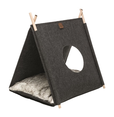 TRIXIE KATTENMAND TENT ELFIE MET KUSSEN VILT ANTRACIET 50X46X52 CM