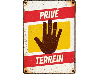 PLENTY GIFTS WAAKBORD BLIK PRIVE TERREIN 21X15 CM