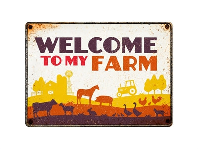 PLENTY GIFTS WAAKBORD BLIK WELCOME TO MY FARM 21X15 CM
