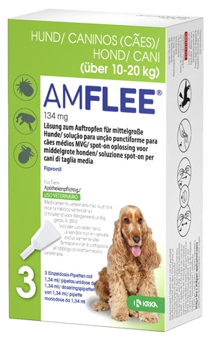 KRKA AMFLEE SPOT ON HOND 10-20 KG 134 MG 3 PIP
